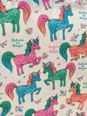 Unicorn Print Flannel Fabric 1 yard +6" x 44" Pastel Colors By Joann